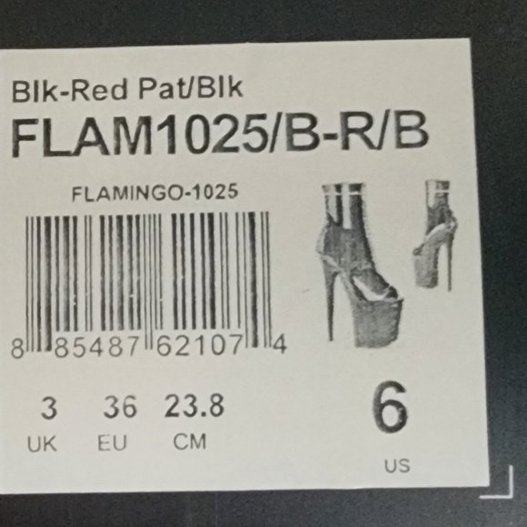 Brand New Flamingo 1025 Corset Ankle Boots 8" High Heel Shoe Black Red Size 6 - Picture 13 of 13